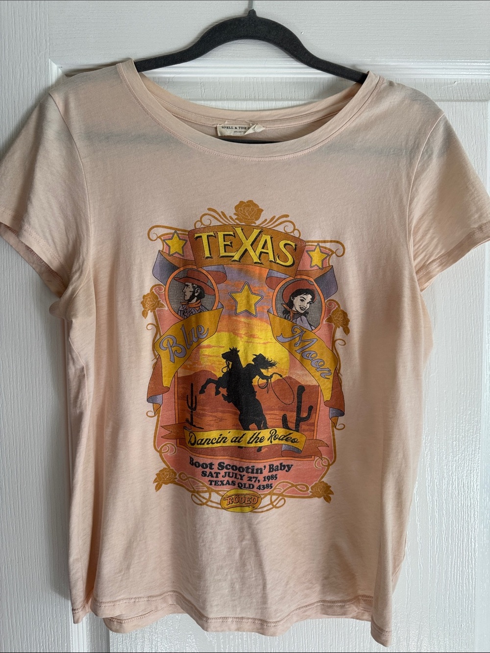 Spell Vintage-Inspired Texas Graphic Tee - Light Peach